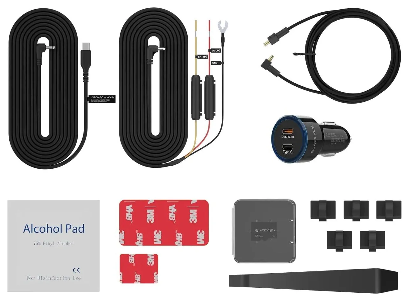 BlackVue ELITE 10-2CH, accesoriile din set